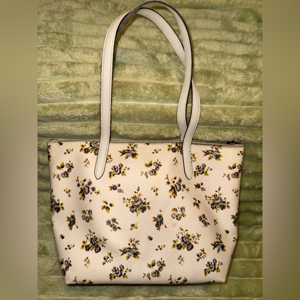 Coach Taylor Tote Yellow & Gray Floral Cream bag 💛🩶 - Picture 7 of 16